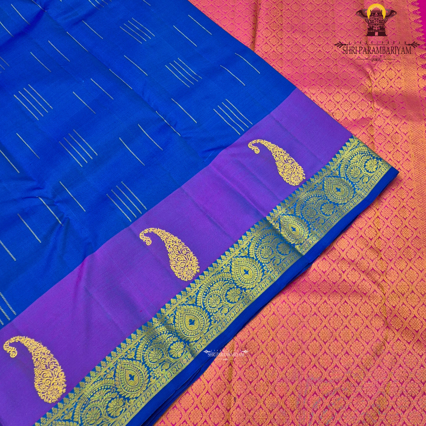 Dual-tone Royal Blue and Violet with a contrasting Blue border Saree