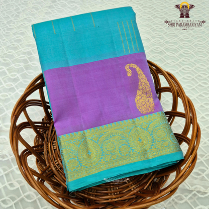 Dual-tone Aqua Blue and Lavender (Violet) with a matching Aqua border Saree