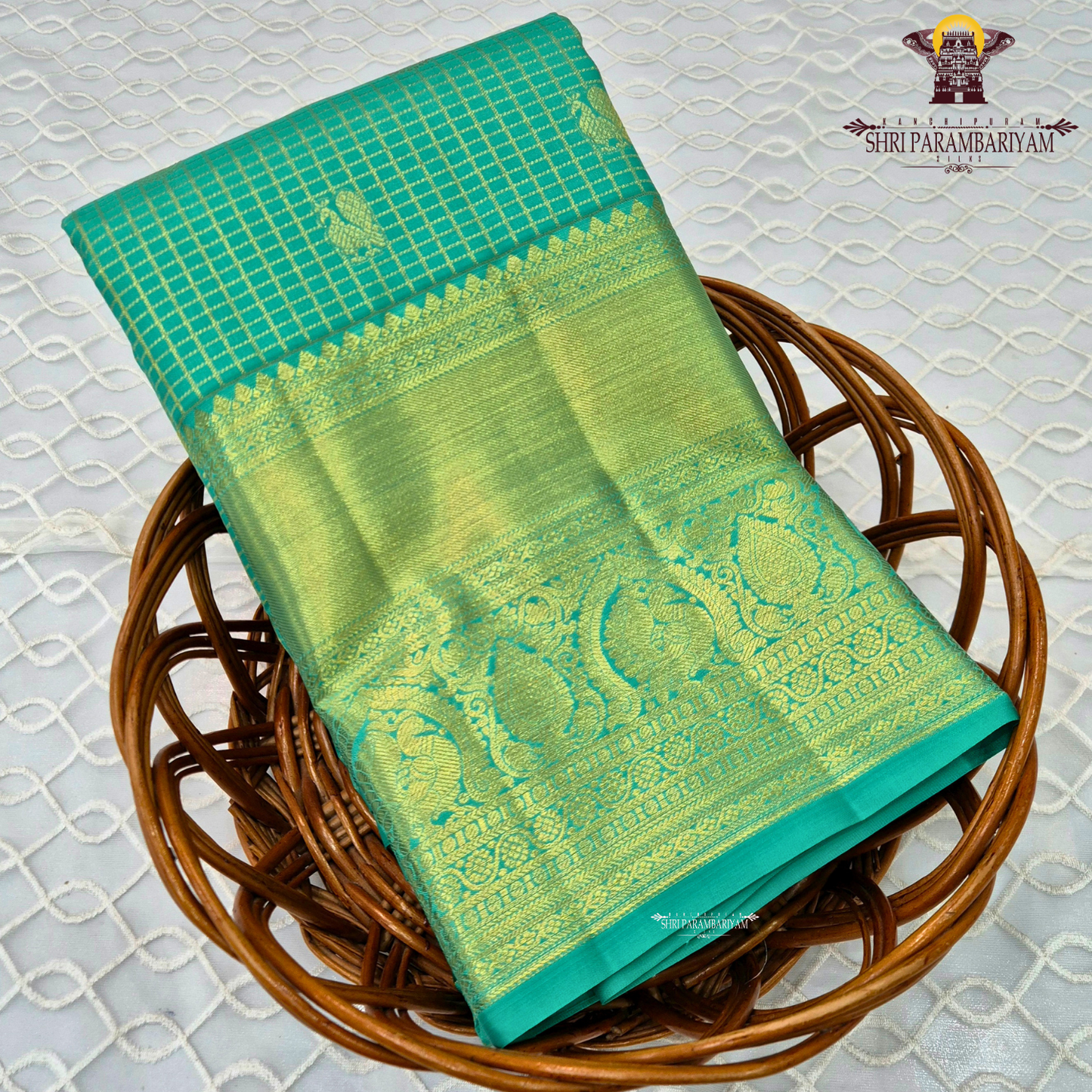 Sea Green / Peacock Green with Rich Gold Zari Saree
