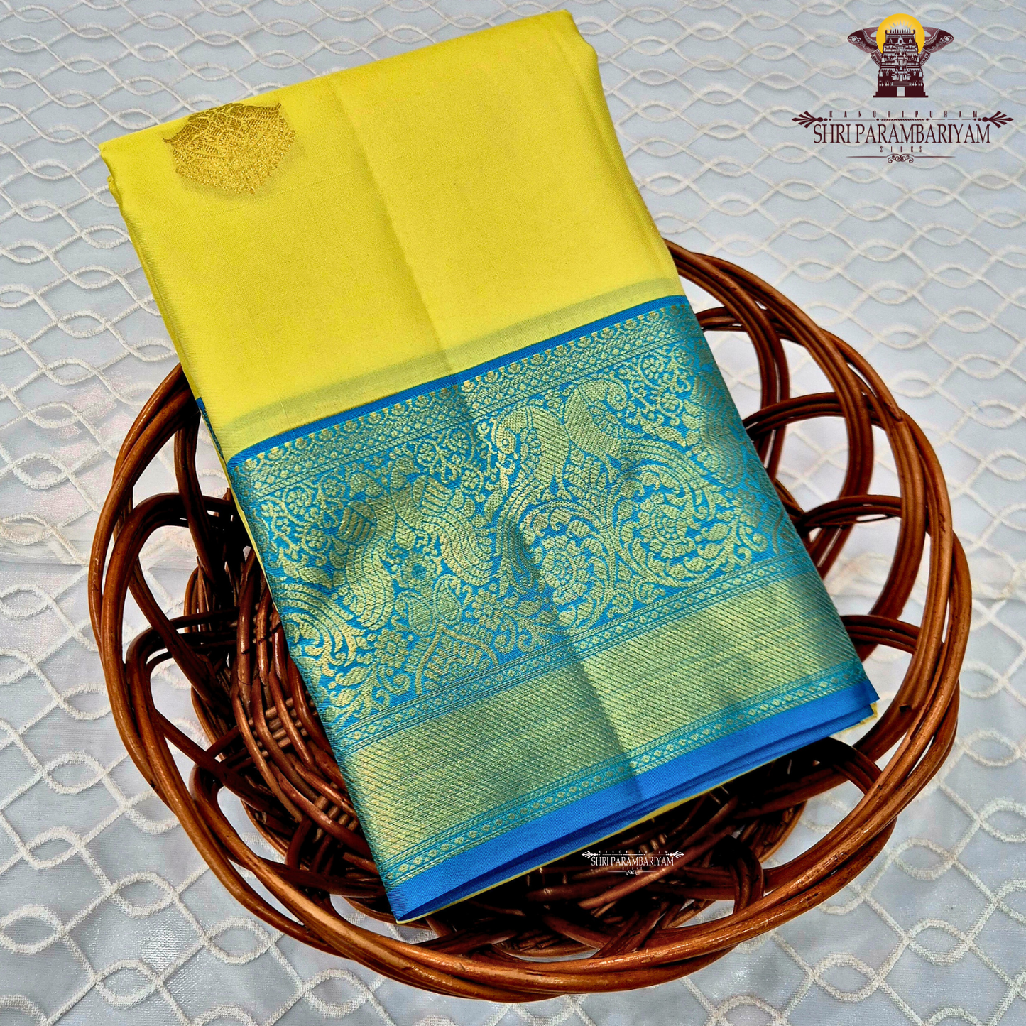A bright and graceful lemon yellow body highlighted Saree