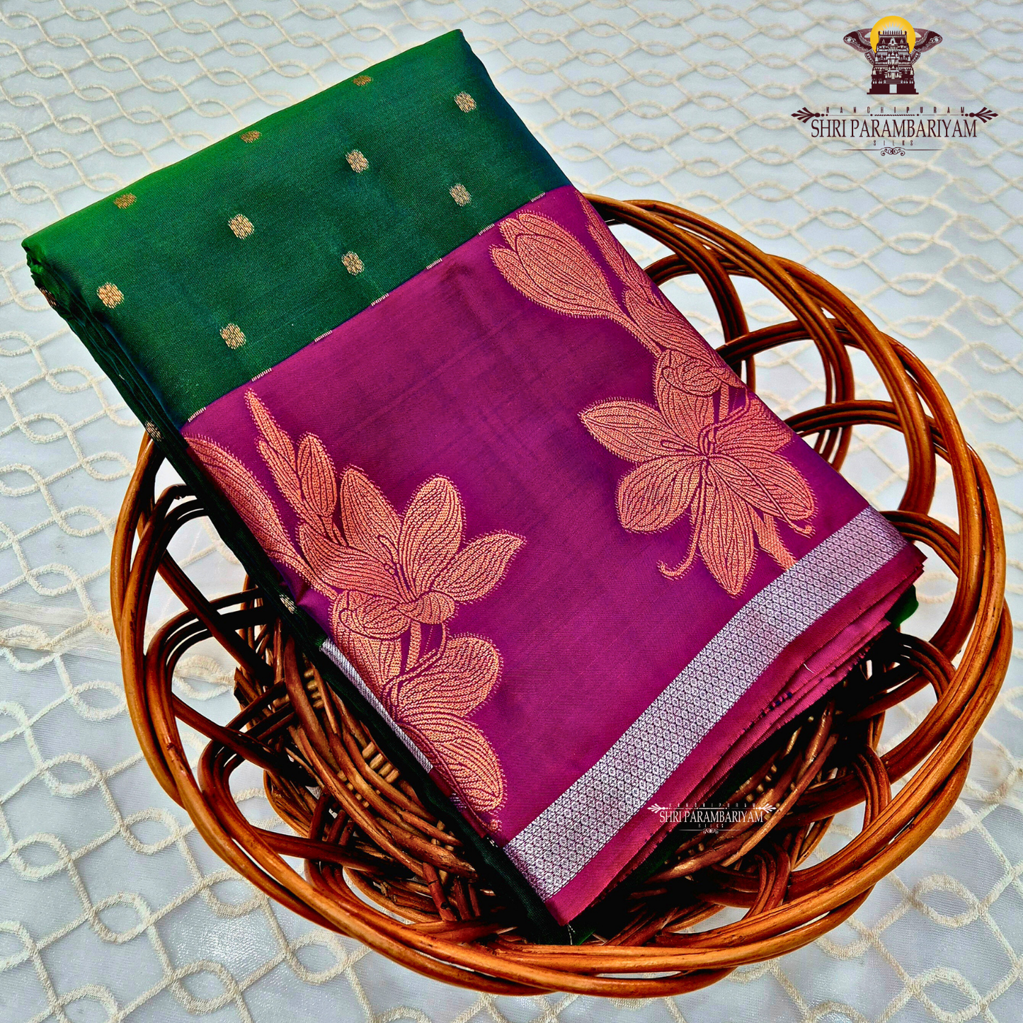 Bottle Green Body with Magenta Saree