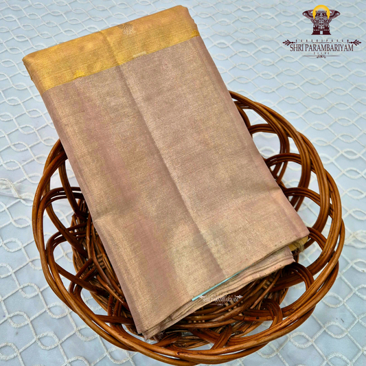 A delicate champagne gold with a subtle rose-gold tint Saree