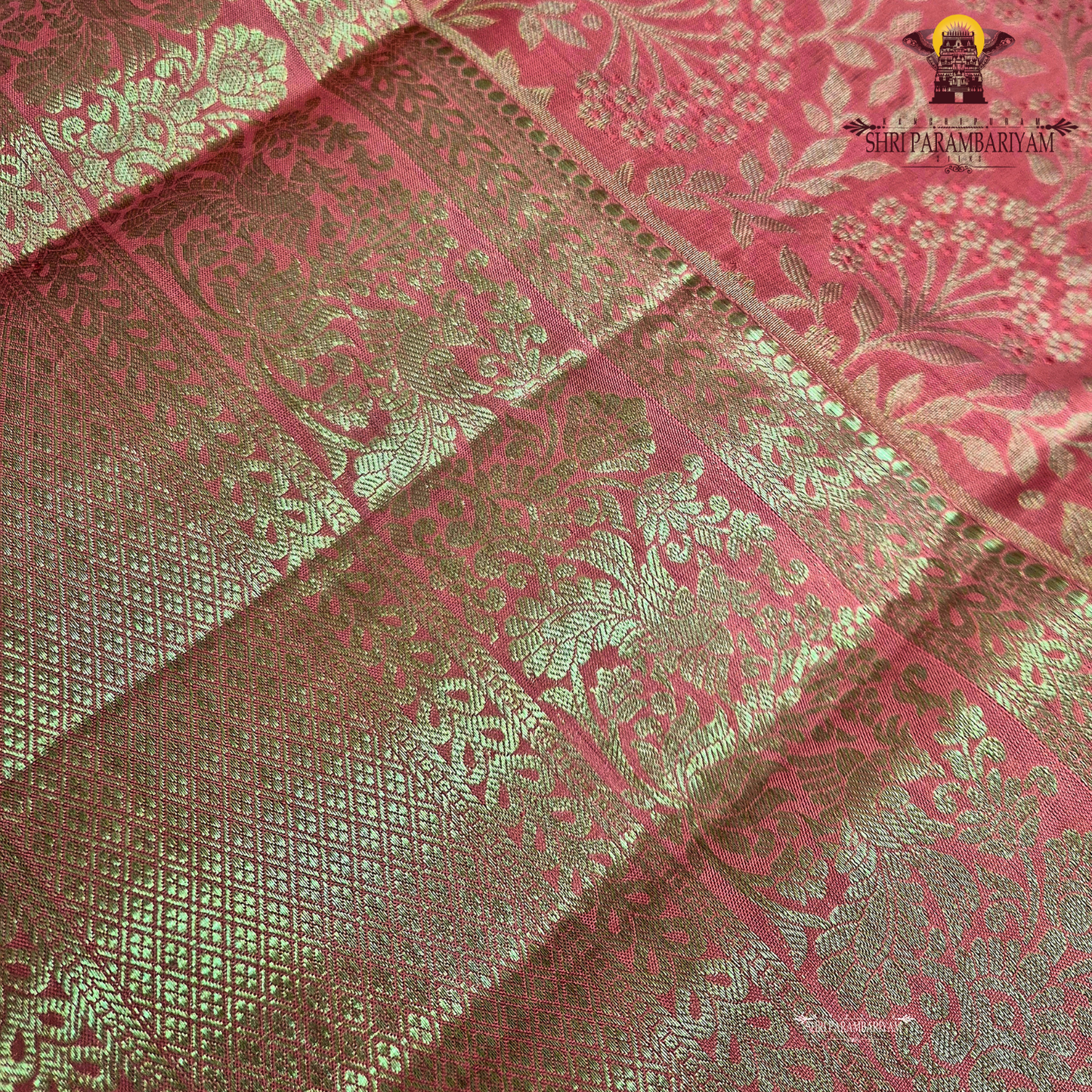 Rose pink (soft pink) with silver zari work Saree