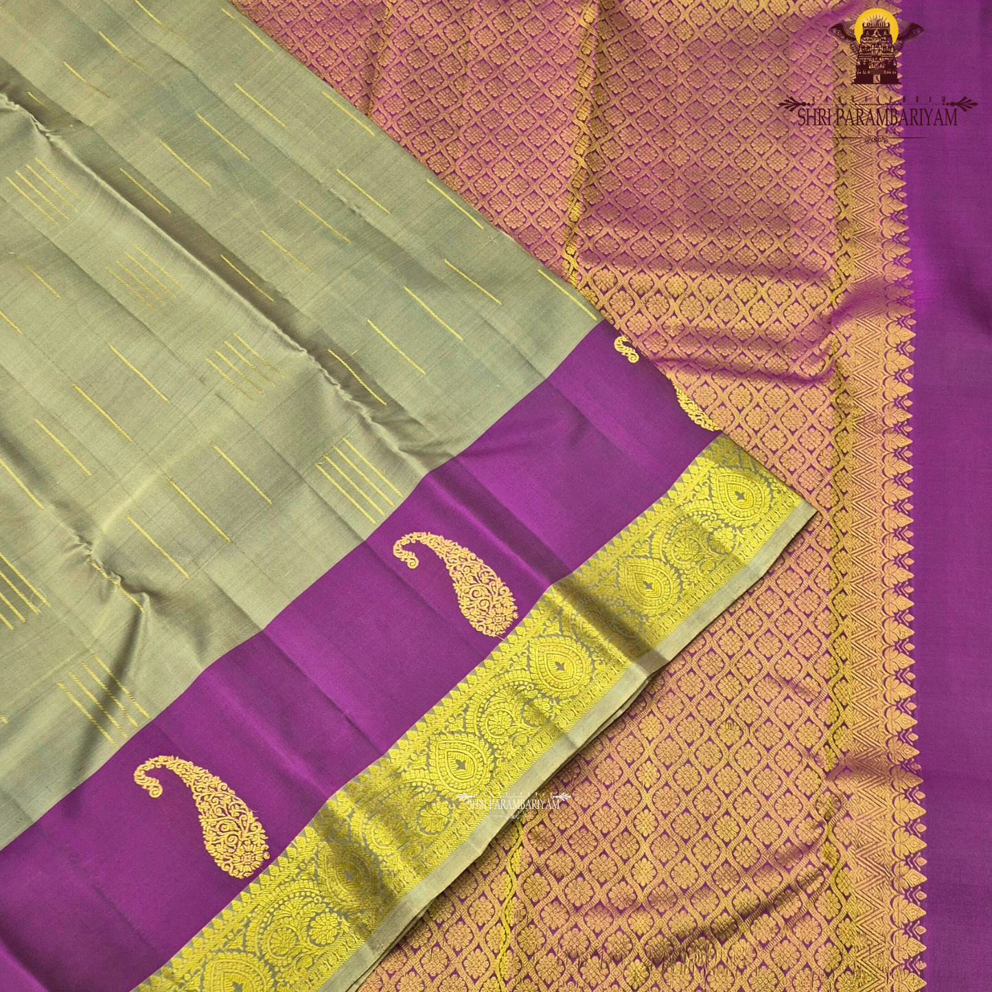 Traditional Sandalwood Beige with Magenta Combination Saree