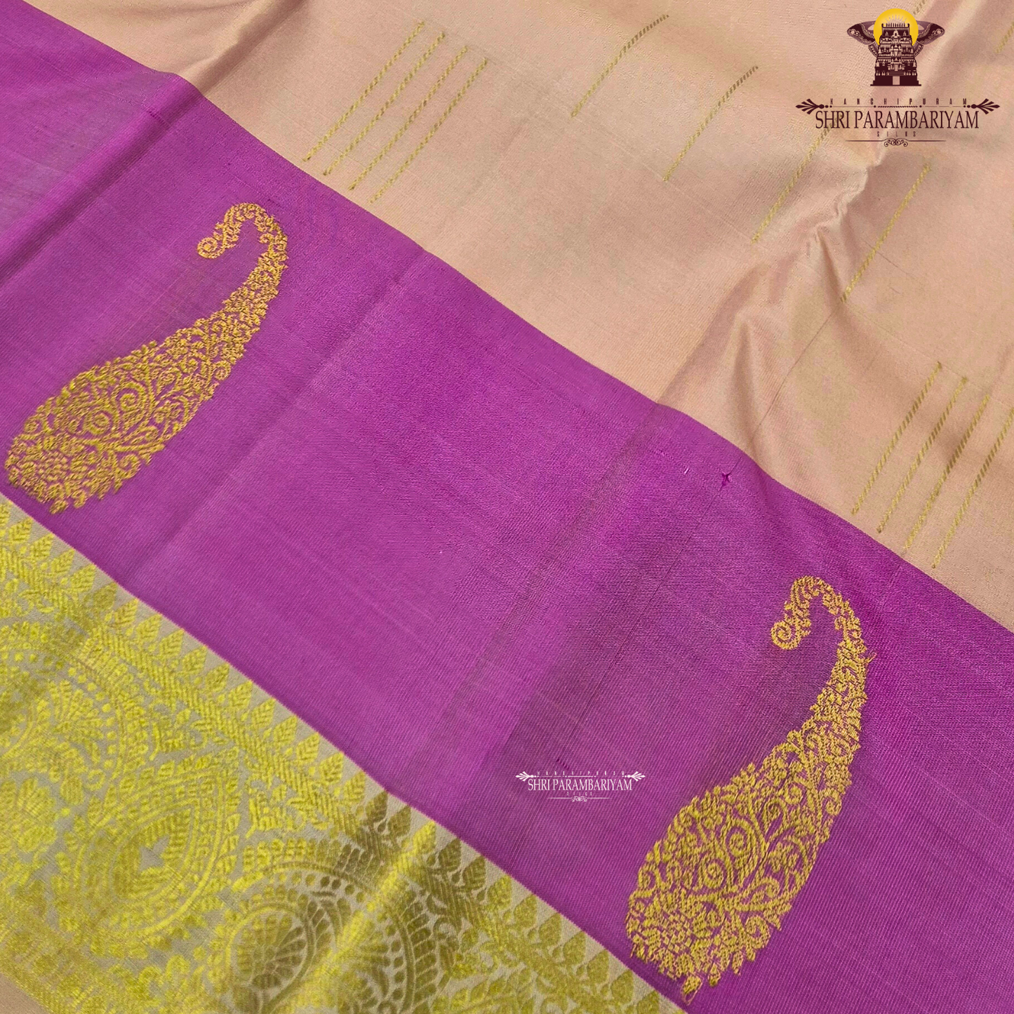 A graceful combination of soft peach and vibrant rani pink, enriched with elegant Saree
