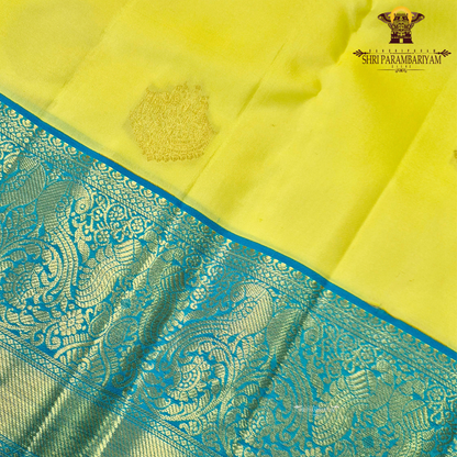 A bright and graceful lemon yellow body highlighted Saree