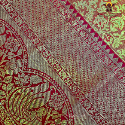 Rich vermilion red / brick red Saree