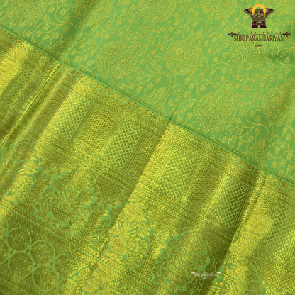 Refreshing parrot green shade with elegant self-gold zari Saree