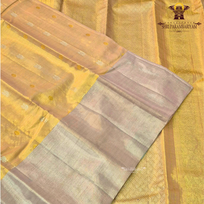 A delicate champagne gold with a subtle rose-gold tint Saree
