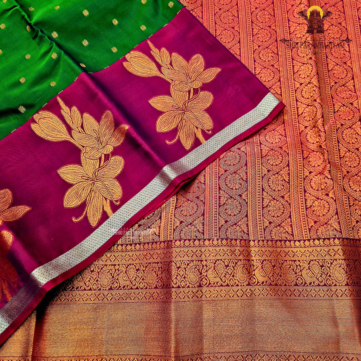 Bottle Green Body with Magenta Saree