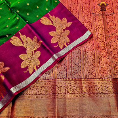 Bottle Green Body with Magenta Saree