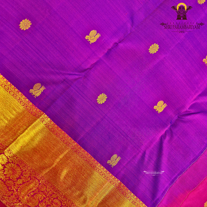 A rich Royal purple (violet) with a contrasting gold zari border Saree