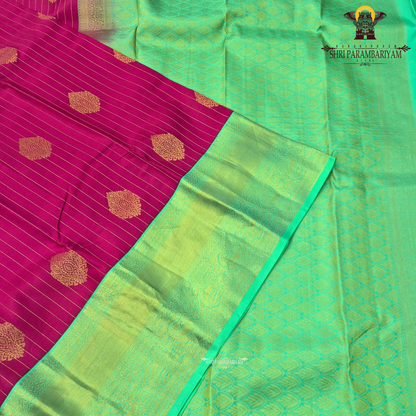 A beautiful rani pink and parrot green combination Saree
