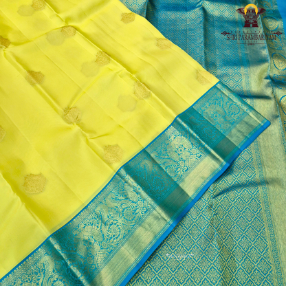 A bright and graceful lemon yellow body highlighted Saree