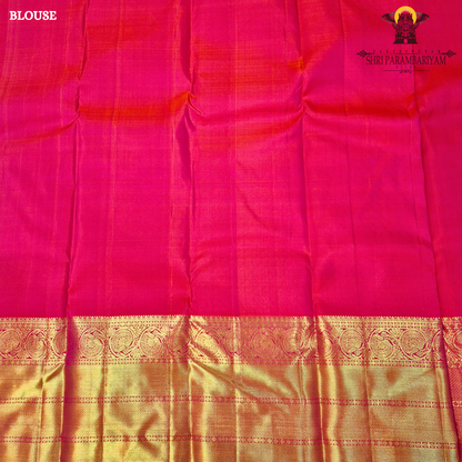 A rich Rani pink / Tomato Red with Antique Gold Zari Saree
