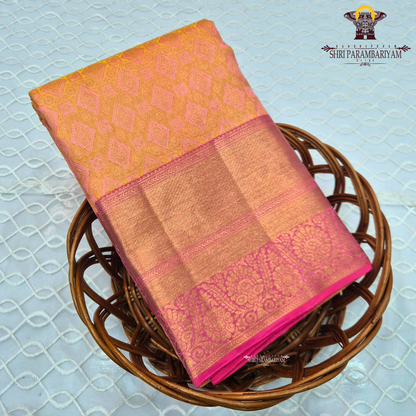 Rich mustard gold with pink contrast Saree