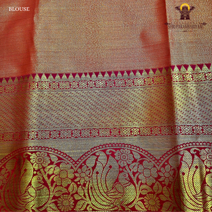 Rich vermilion red / brick red Saree