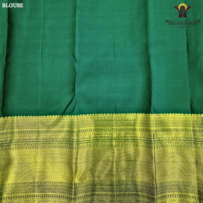 A captivating Deep Bottle Green / Dark Teal Green shade, beautifully complemented Saree