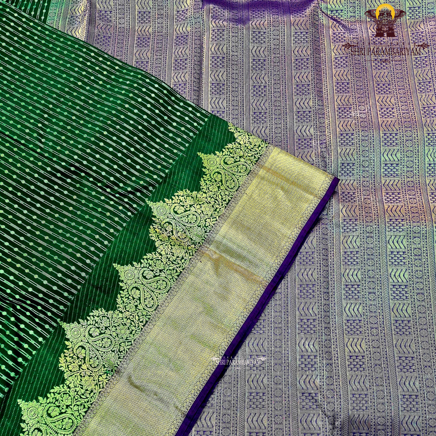 Rich emerald green Saree