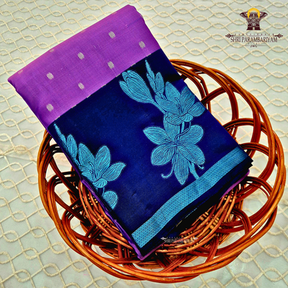 Purple Body with Navy Blue Border Saree