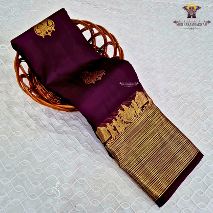 A luxurious Royal Plum Purple / Deep Wine Purple shade Saree