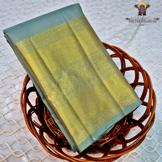 A elegant Sea Green with Rich Gold Zari Saree