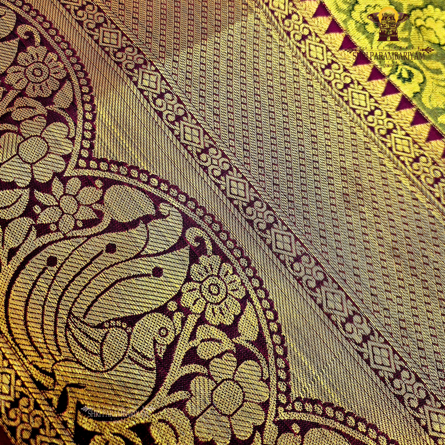 Antique gold with olive-brown undertone Saree