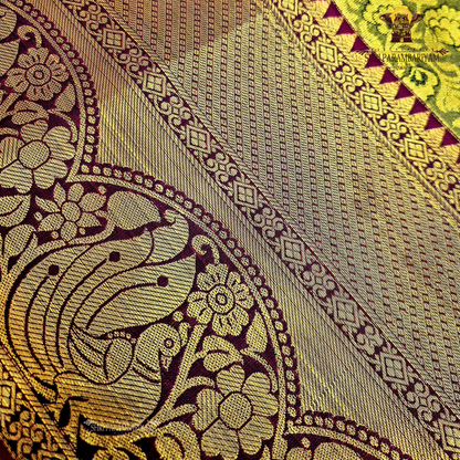 Antique gold with olive-brown undertone Saree