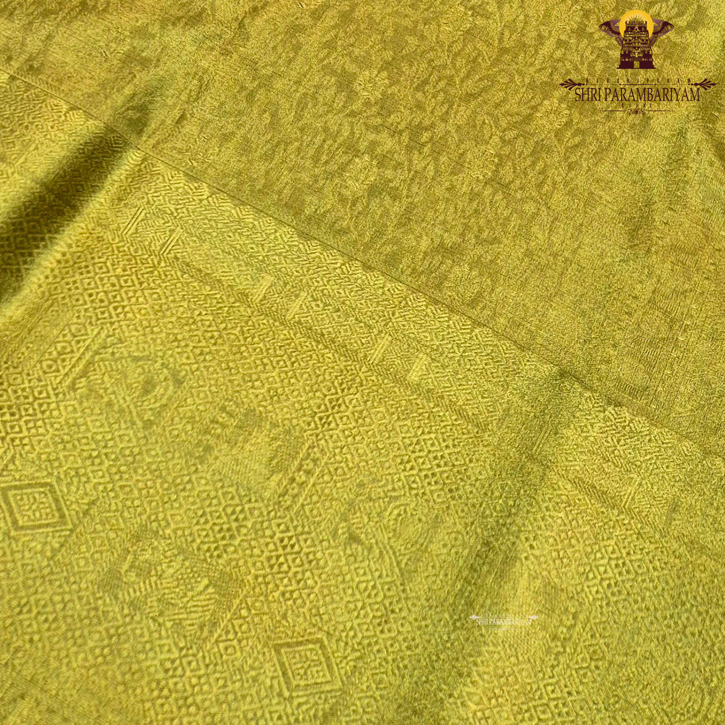 A rich golden yellow shade that beautifully reflects light Saree