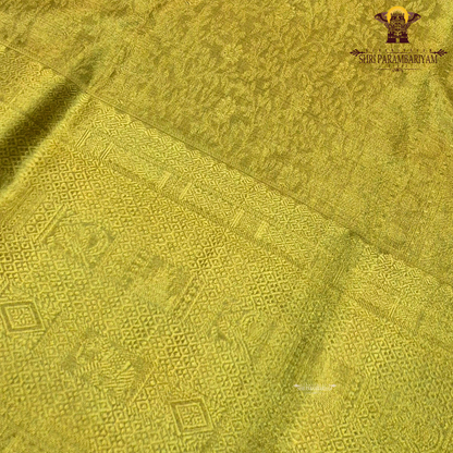 A rich golden yellow shade that beautifully reflects light Saree