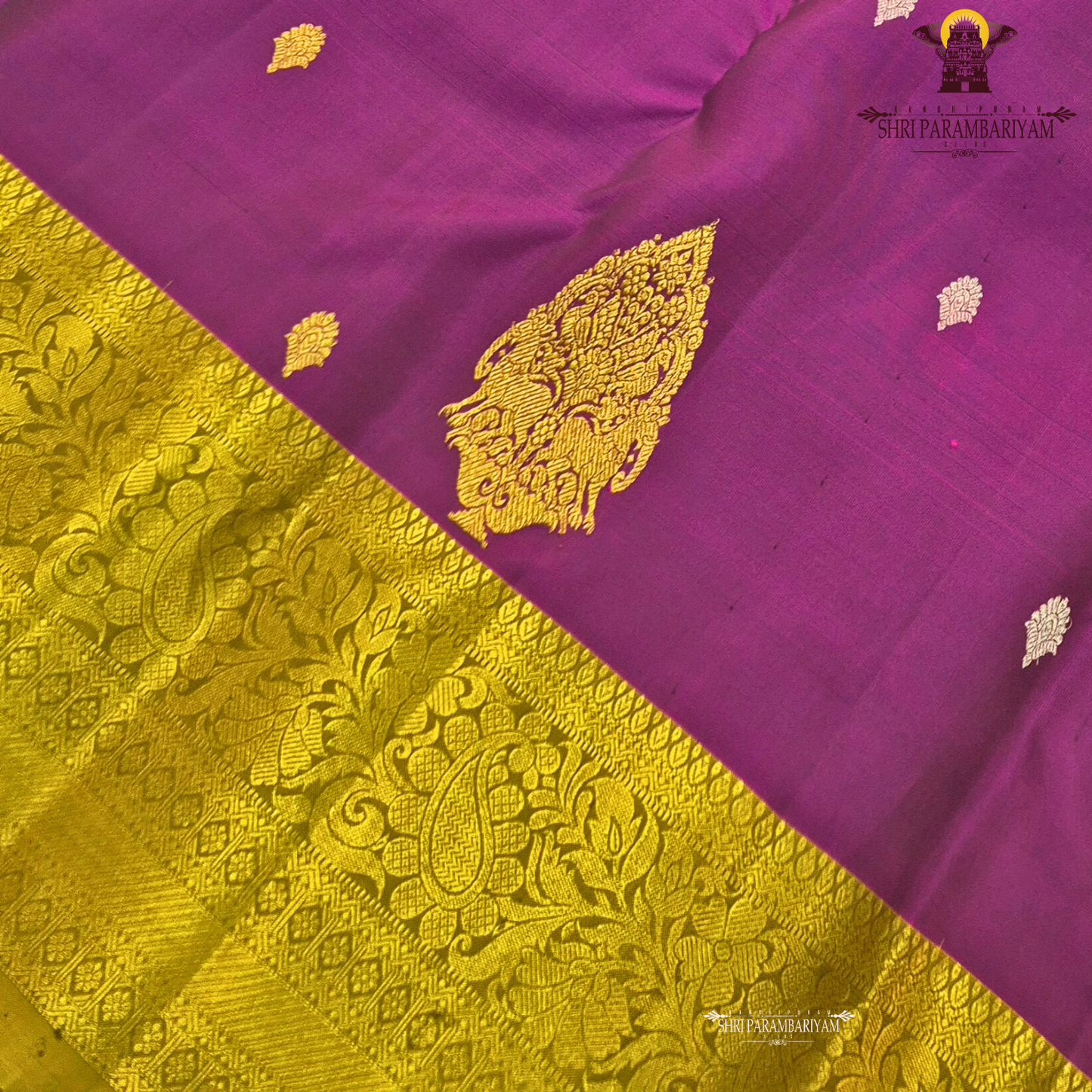 Rich royal purple (magenta-violet tone) with a contrasting antique gold zari border Saree