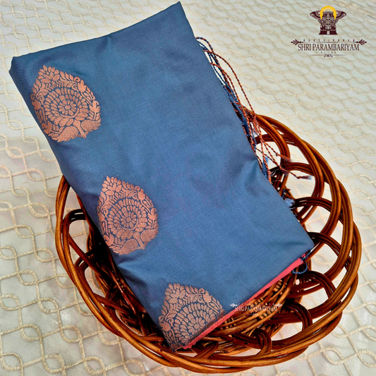 Rich steel blue / slate blue Saree