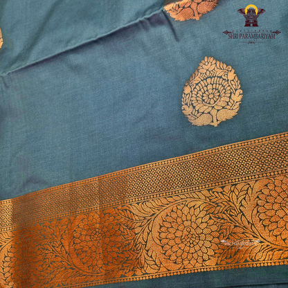 Rich steel blue / slate blue Saree