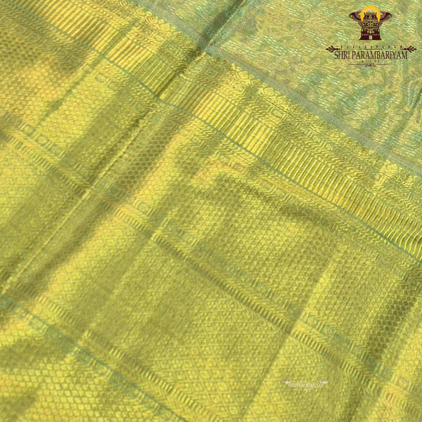 Elegant pastel pista green body with a subtle self-tone zari Saree