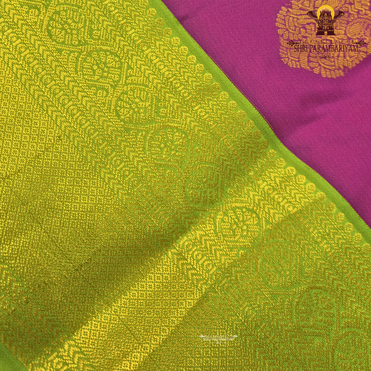 A stunning deep magenta (rani pink) and bright parrot green combination Saree