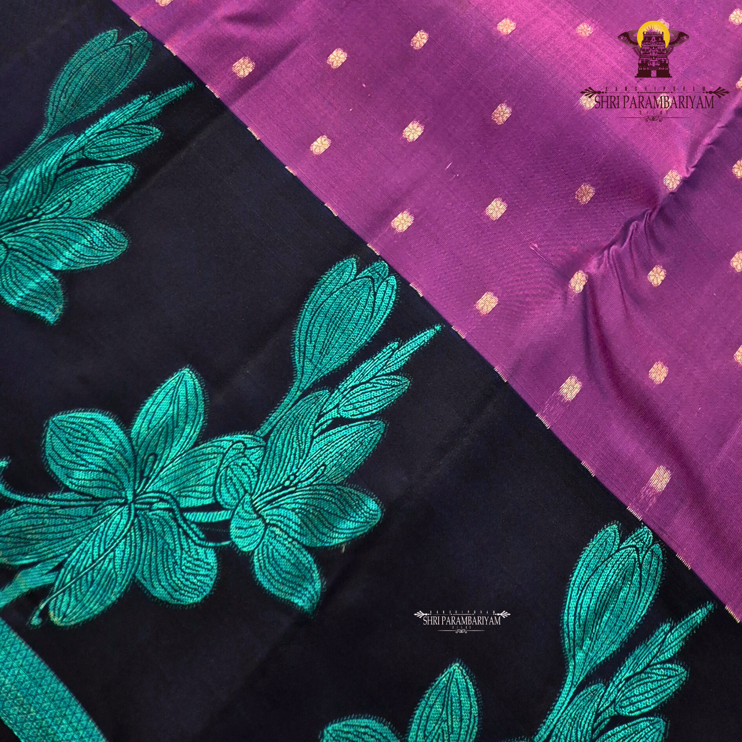 Purple Body with Navy Blue Border Saree