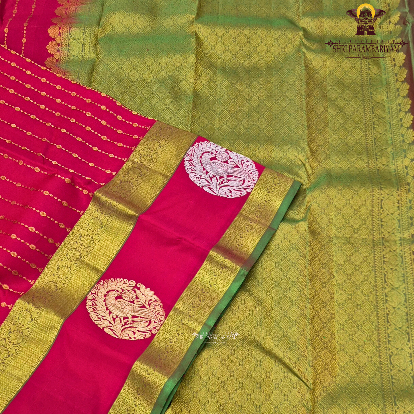 A vibrant Tomato red shade, radiating richness and festive elegance Saree