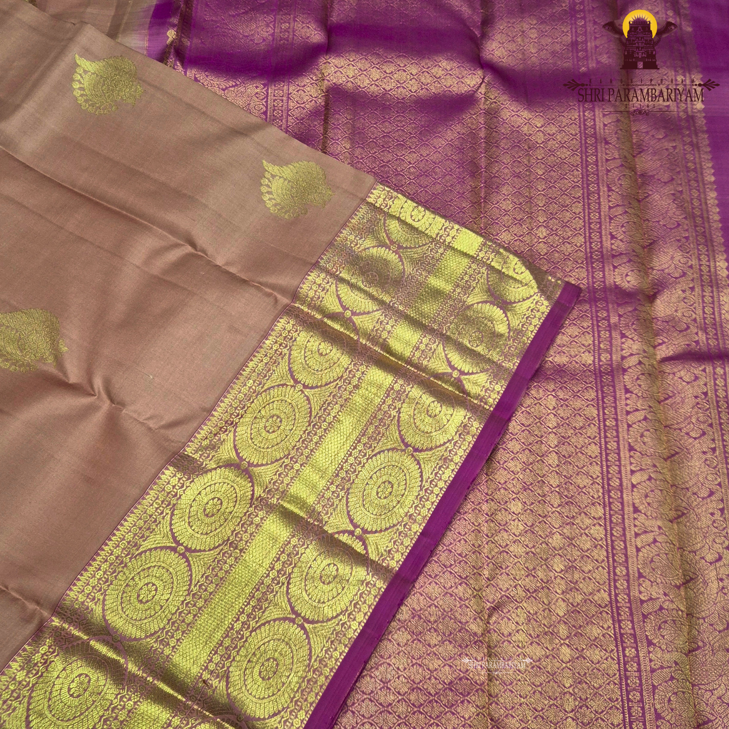 A dusty Rose Pink and Rani Pink with rich Gold Zari Saree