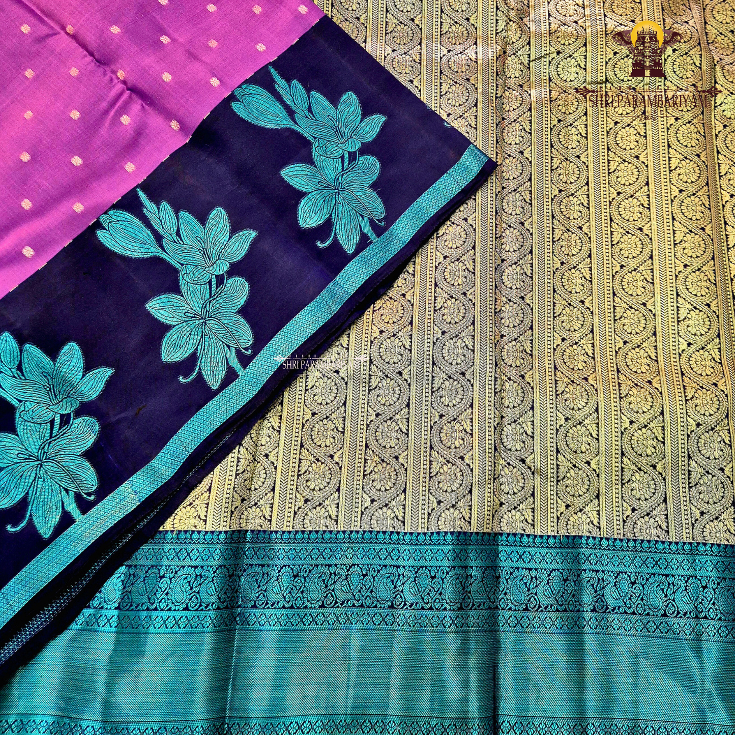 Purple Body with Navy Blue Border Saree