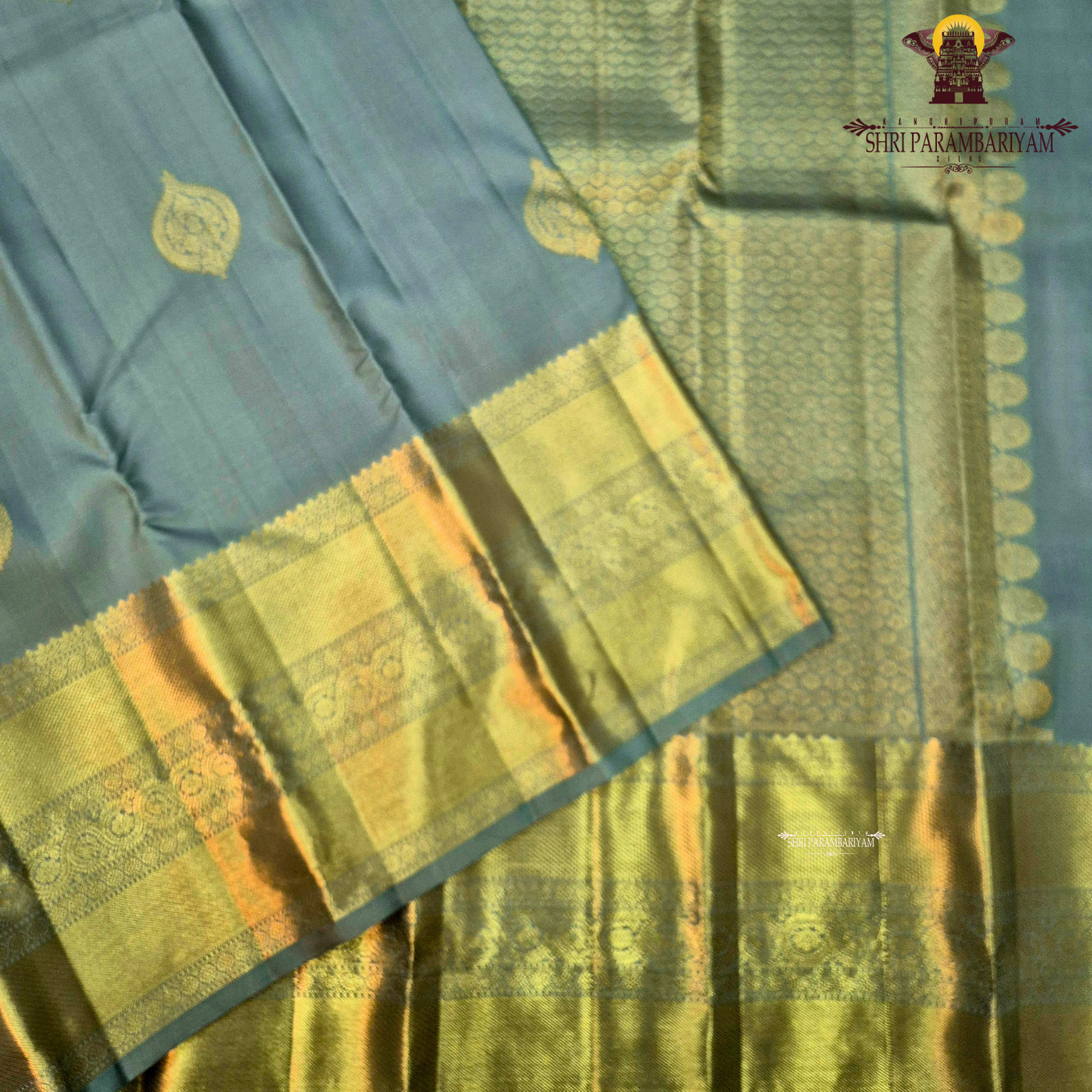A elegant Sea Green with Rich Gold Zari Saree
