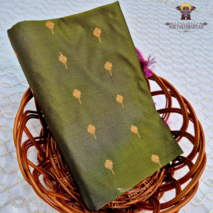 Classic olive green / bottle green Saree
