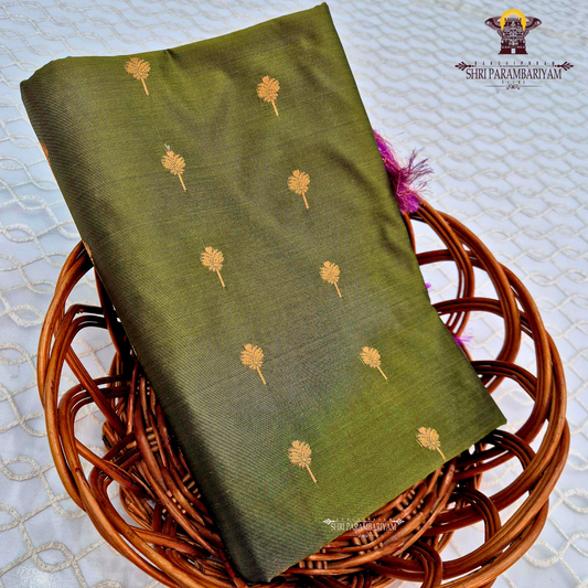Classic olive green / bottle green Saree