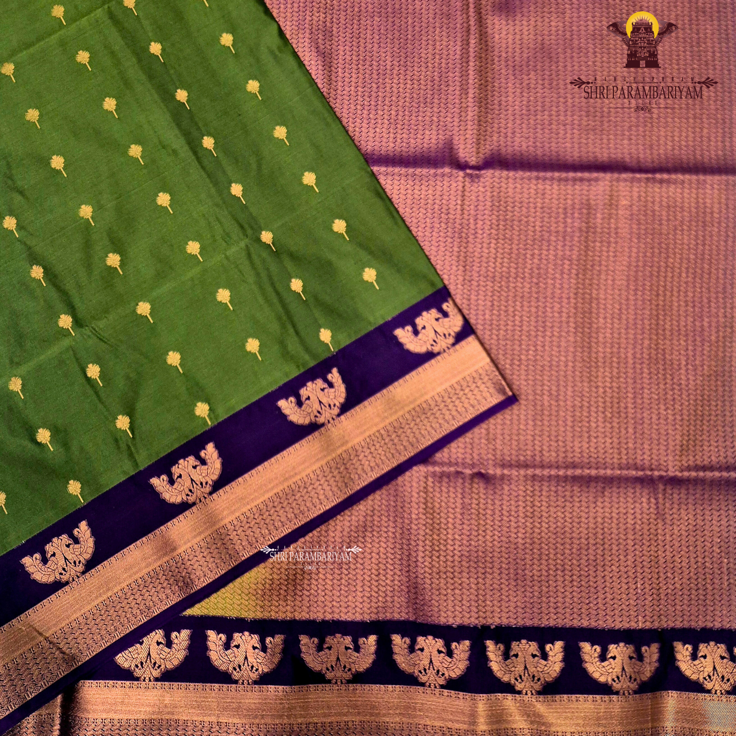 Classic olive green / bottle green Saree