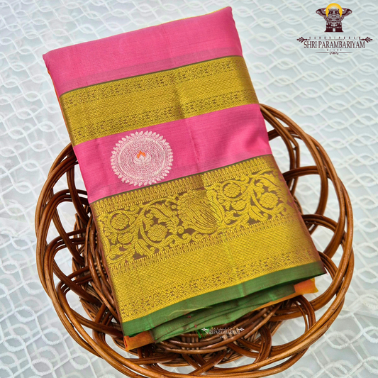 A beautiful bright pink body complemented Saree