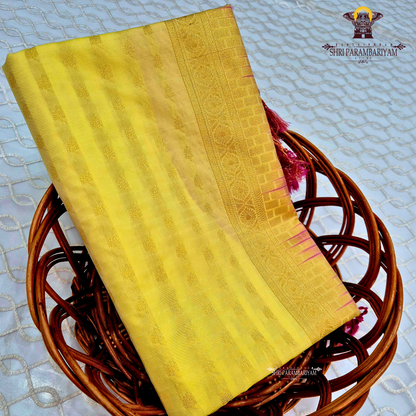 Bright lemon yellow / golden yellow Saree