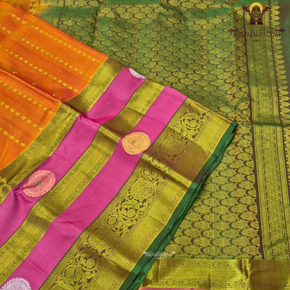 A beautiful bright pink body complemented Saree