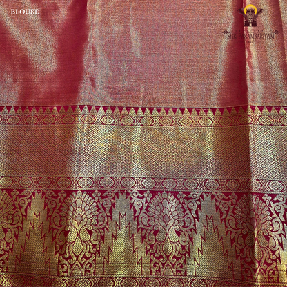 Olive green with antique gold sheen Saree