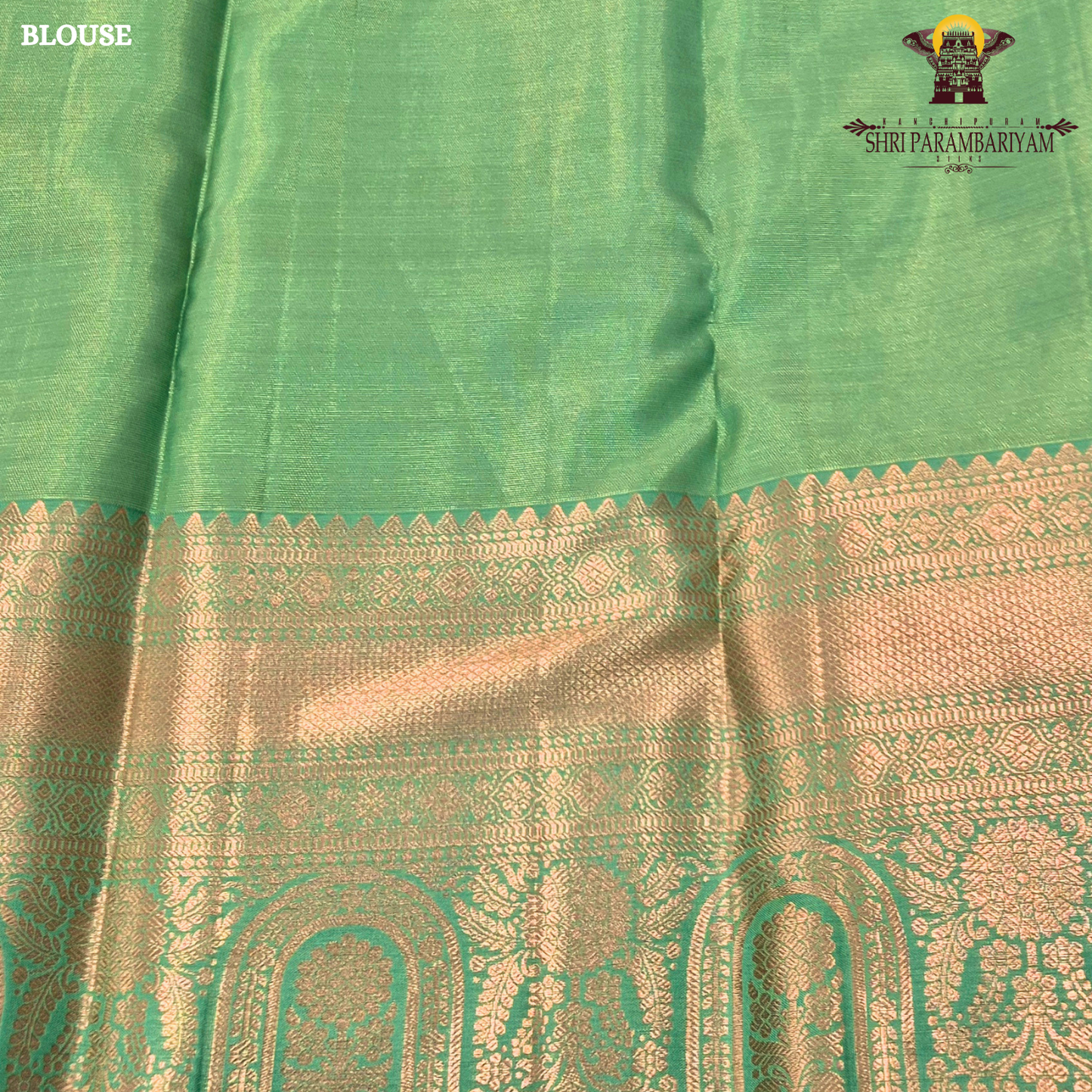 A refreshing parrot green / leaf green base with rich antique gold zari work Saree