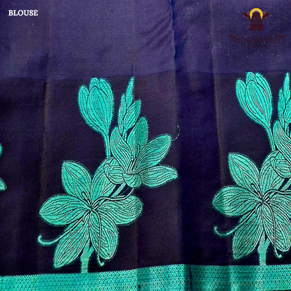 Purple Body with Navy Blue Border Saree