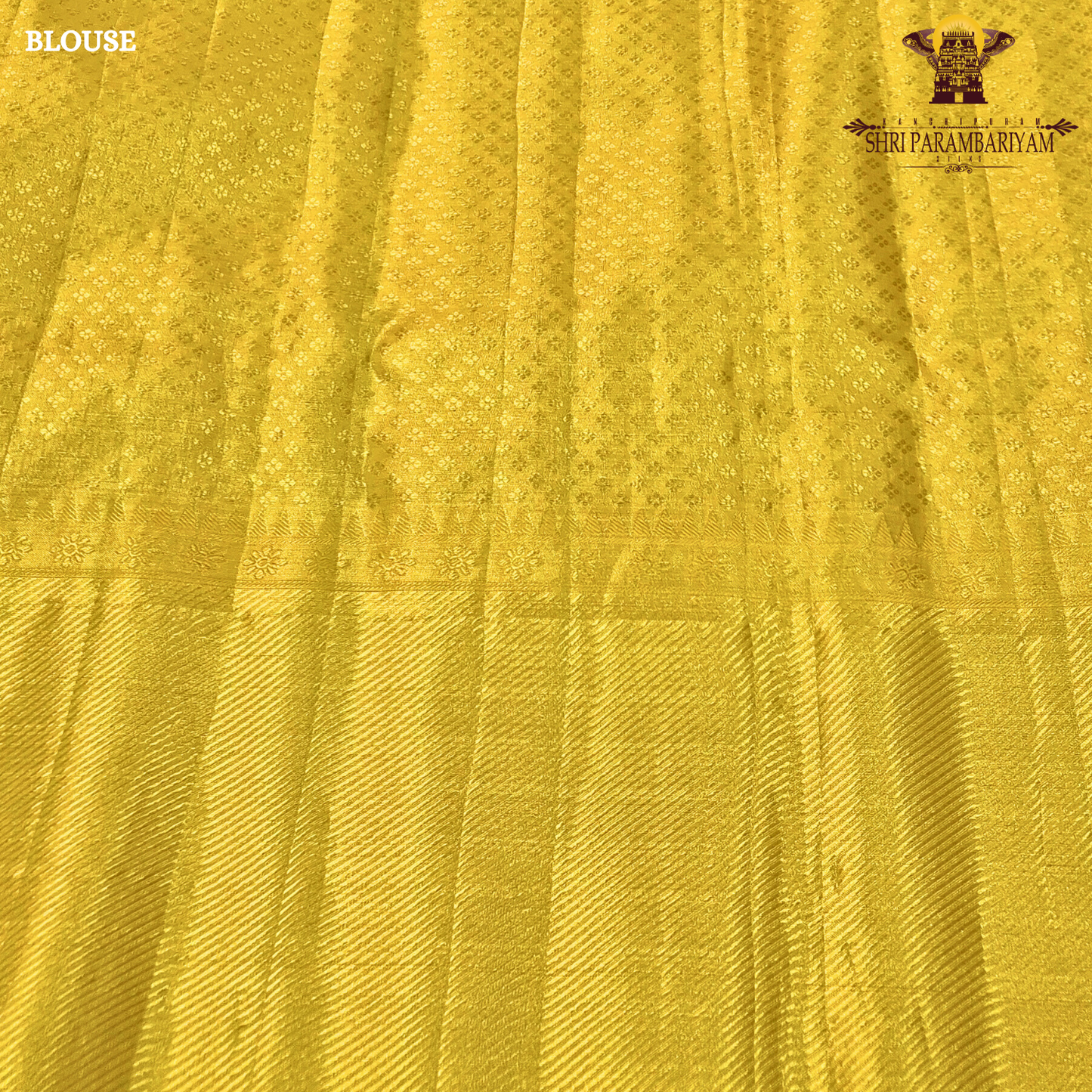A rich mustard yellow shade with golden tones, giving it a bright and traditional Saree
